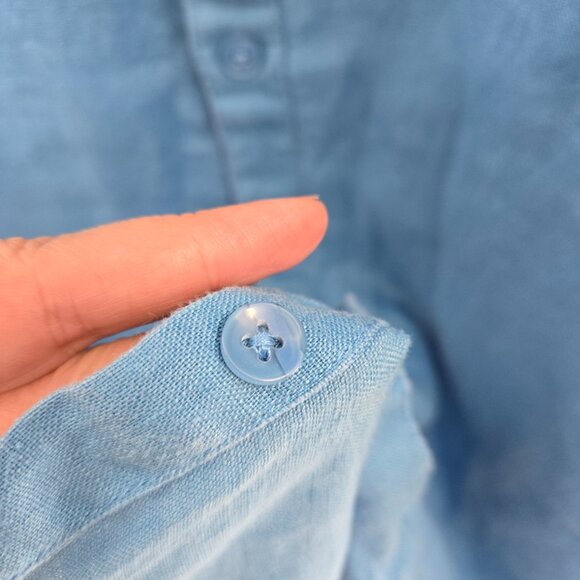 Bruno Blue Pure Linen Decorative Pocket Button Down XL - Picture 8 of 11